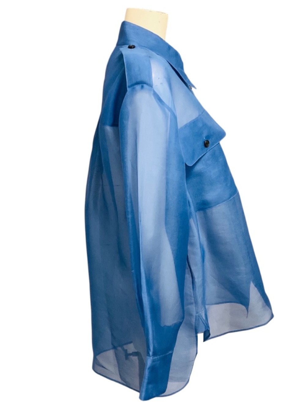 KHAITE BLUE MISSA SILK ORGANZA SHIRT - Picture 2 of 5